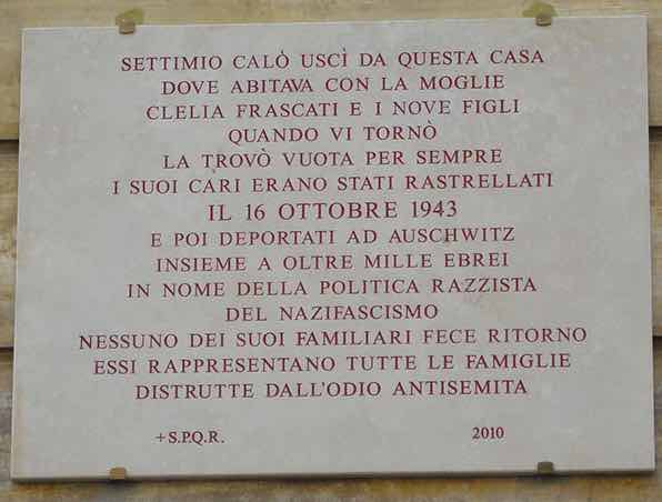 Ghetto Ebraico di Roma Targa Commemorativa